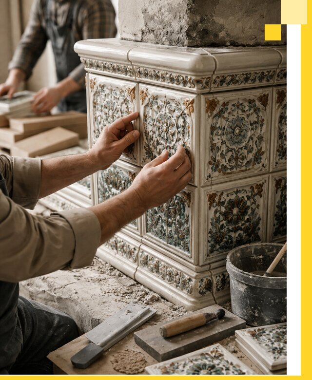 Изразцовые камины под ключ в Нижнем Тагиле: проект и монтаж