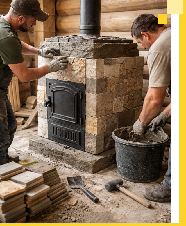 Облицовка банной печи под ключ в Нижнем Тагиле: камень и плитка