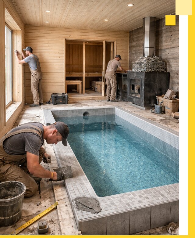 Проект бани с бассейном и сауной в Нижнем Тагиле под ключ