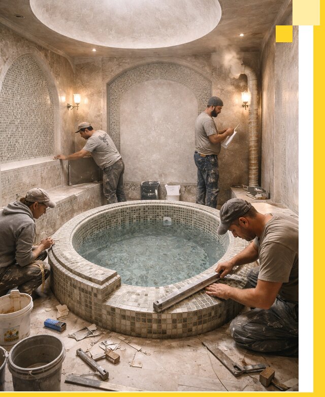 Профессиональное строительство хамама с бассейном в Нижнем Тагиле под ключ